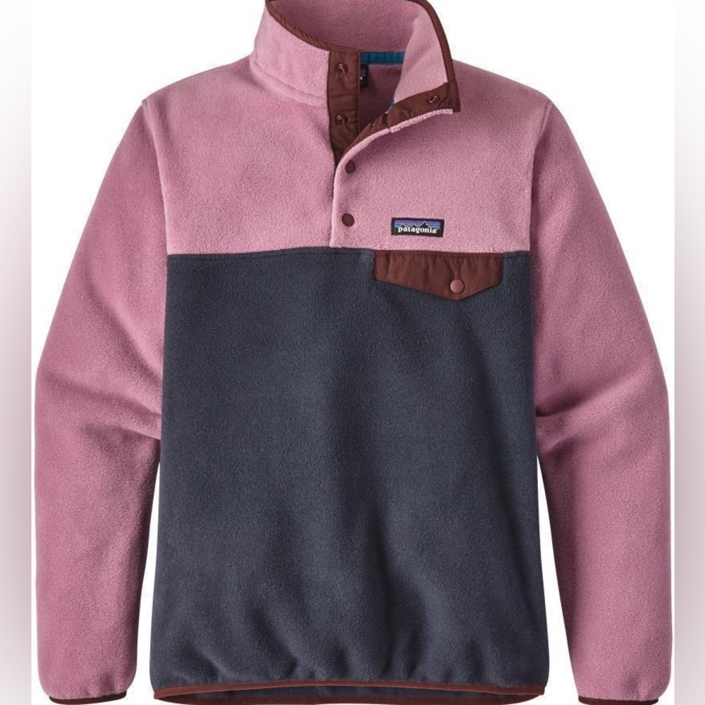 Patagonia Pink and Navy Fleece Pullover
